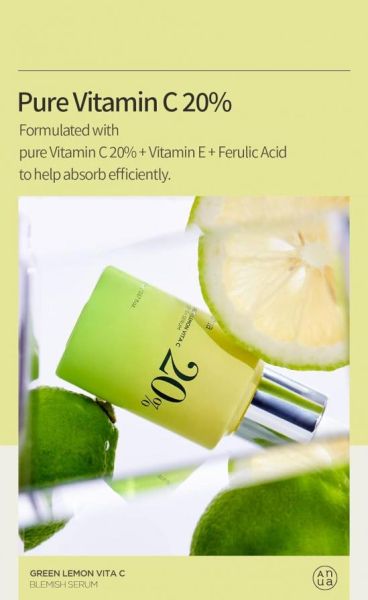 Успокояващ серум ANUA Green Lemon Vitamin C Blemish Serum 20ml