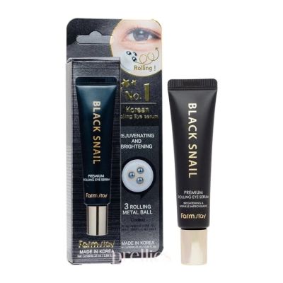 Околоочен серум с ролер и охлювена слуз Farmstay Black Snail Premium Rolling Eye Serum 25 ml