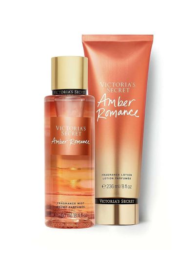 Подаръчен комплект Victoria's Secret Amber Romance – Body Mist 250 ml + Body Lotion 236 ml