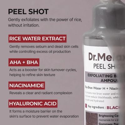 Ексфолираща ампула с черен ориз Dr.Melaxin Peel Shot Exfoliant Black Rice Ampoule 80 ml